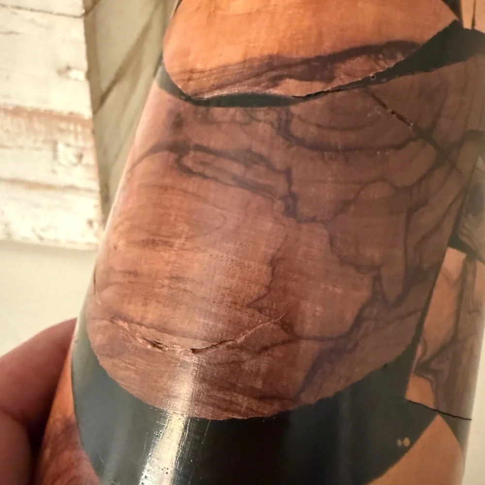 Israel Hand Carved Olive Wood Vase Mid Century Modern MCM